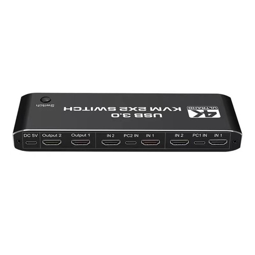 4K 2 in 2 out USB 3.0 HDMI KVM Switch Hub Extended Display With Keyboard Hotkey - Afbeelding 3 van 11