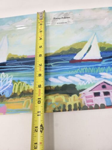 Tommy Bahama Melamine Serving Tray Sailboat Seashore Nautical New - Picture 3 of 4