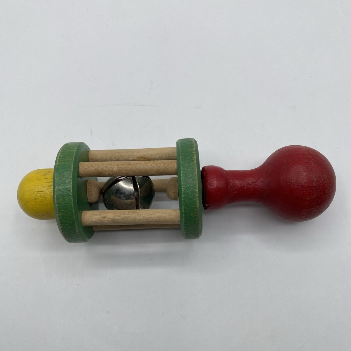 Vintage Montgomery Schoolhouse Classic Hardwood Baby Rattle Wooden