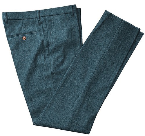 Pantalones rectos vintage para hombre tweed espiga mezcla de lana tweed hechos a medida - Imagen 5 de 29