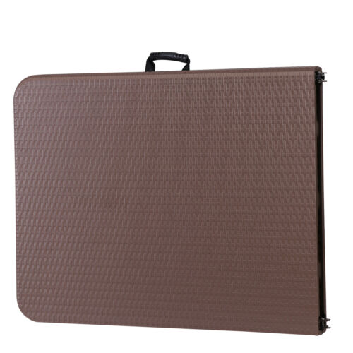 6FT Plastic Folding Table Portable Fold-in-Half Picnic Table with Handle Brown - Picture 11 of 24