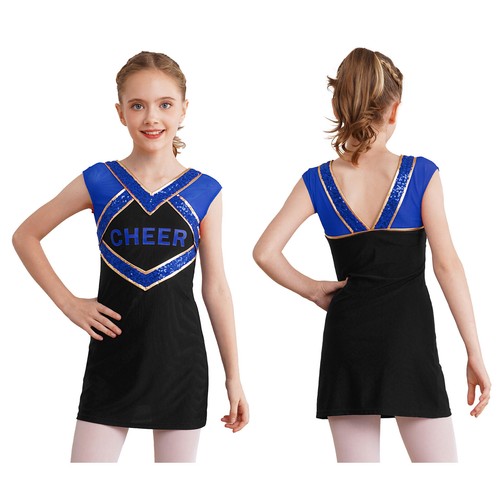 Kids Girl Uniform Cheer Leader Dresses Letter Pattern Dress Long Sleeve Dance - Picture 87 of 87
