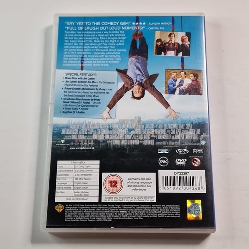 Yes Man (DVD, 2009) Jim Carrey Region 2 Cert 12 Warner Bros Z1Y22397 - Imagen 10 de 10