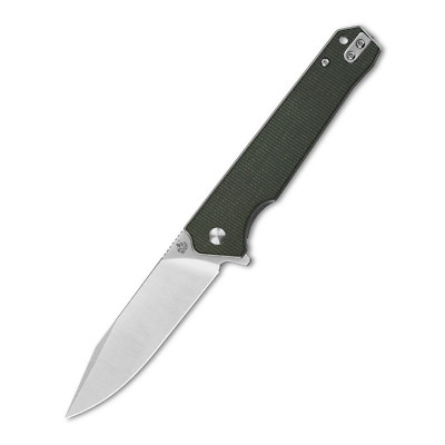 QSP Knife Mamba V2 Liner Lock Flipper Knife Green Micarta (3.5'' Satin D2) QS111-