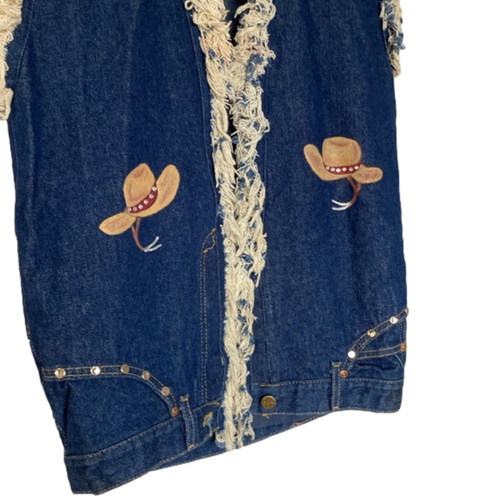 Vintage Lee Denim Cowboy Vest Fringe Western Boots Hat Rodeo One of a Kind M/L - Picture 6 of 12