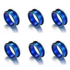 6x Size 7-12 Stainless Steel Inlay Ring Core Blank Grooved Finger Ring Setting B