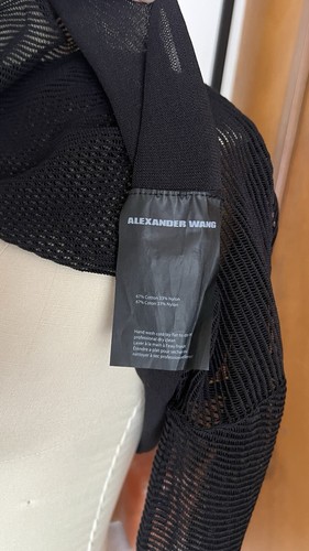 ALEXANDER WANG Sheer Mesh Net crop Top sweater pullover black Sz S - Picture 9 of 12