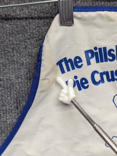Rare Vintage Pillsbury Doughboy Pie Crust Championship White & Blue Apron STAIN - Picture 6 of 6