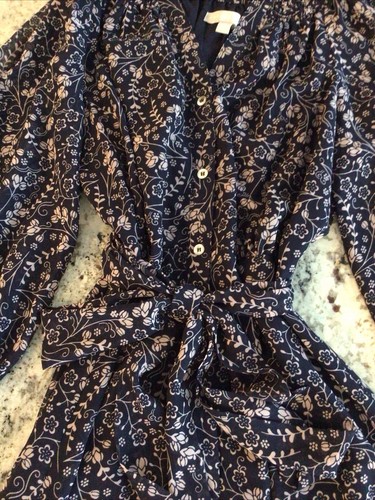 Chelsea 28 Damen Marineblau mit hellvioletten Blumen Langarmkleid Größe 8 EUC - Bild 2 von 5