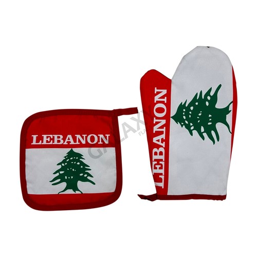 Lebanon Flag Kitchen & BBQ 3pc Set w/Apron Oven Mitt Potholder Lebanon Flag - 第 4/9 張圖片