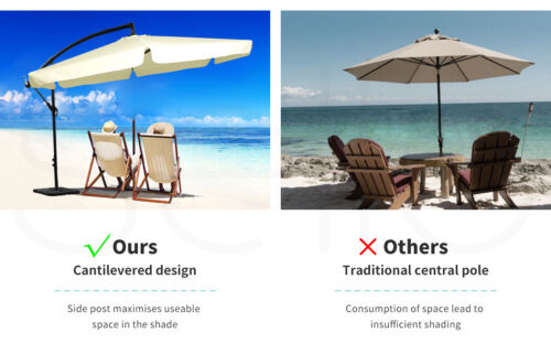 Mountview 3M Outdoor Umbrella Beach Umbrellas Cantilever Garden Patio Base Stand - Picture 6 of 32
