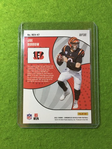 Joe Burrow SILVER PRIZM RAPTURE BENGALS SP 2021 Chronicles JOE BURROW Revolution - Picture 2 of 24