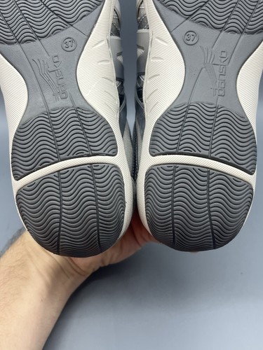 Dansko Henriette Suede Women’s 37 Grey Leather Fabric Bungee Tie Shoes New Box - Picture 11 of 16