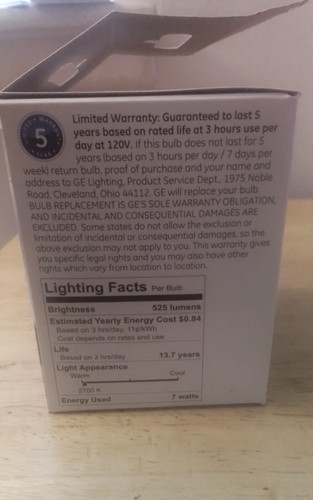 GE LED Floodlight Bulb, 41213 R20 Soft White 50w Replacement 7 Watts 525 Lumens  - Picture 3 of 3