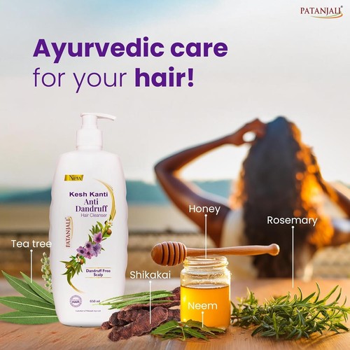 Limpiador de cabello anticaspa Patanjali Kesh Kanti 650 ml, champú natural - Imagen 4 de 5