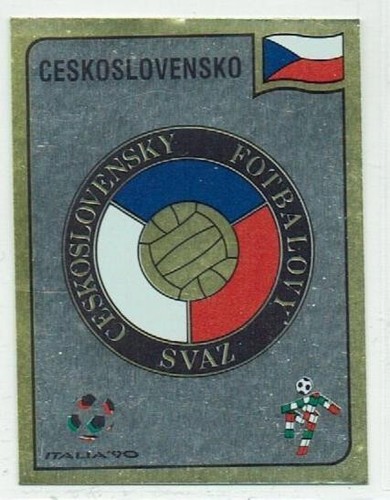 CZECHOSLOVAKIA CESKOSLOVENSKO unused Panini World Cup 90 Sticker #76 Foil Badge - Picture 1 of 2