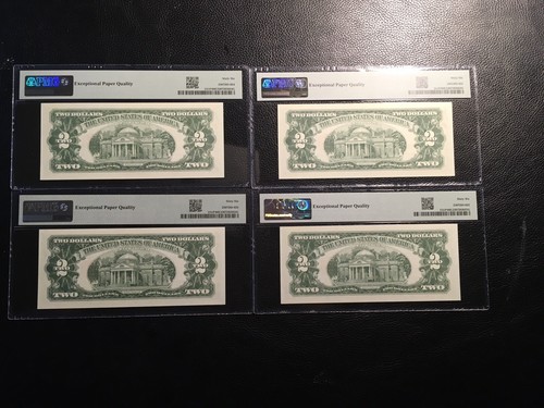 4 Consecutive 2.00 Us Notes 1963-A Star Notes PMG 66 EPQ Gem uncirculated - Picture 7 of 10
