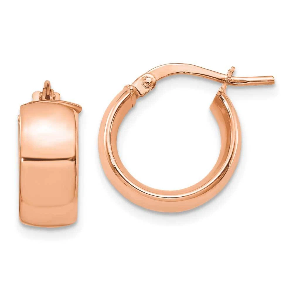14k Gold Rose 6mm High Polished Hoop Earrings 0.6