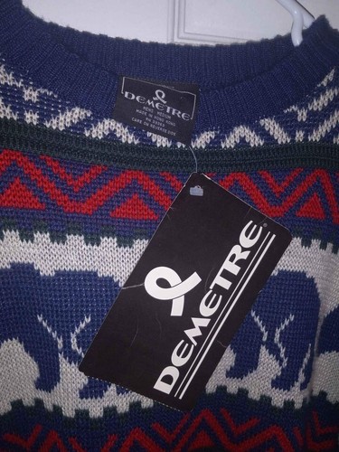 Demetre Ski Sweater Mens Medium Vintage New with Tags - Picture 3 of 7