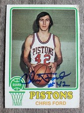 Chris Ford Signed 1974 Topps #79 Rookie Card RC Detroit Pistons Auto NBA RAD