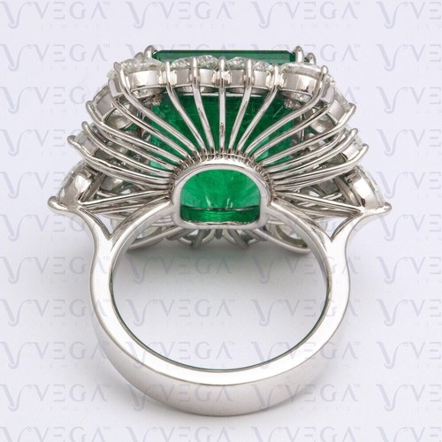 10.24Ct Emerald Shape Natural Emerald & Diamond 100% 14k SOLID White Gold Ring - Picture 5 of 23