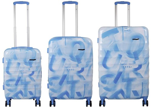 Polycarbonat Hartschale Reise Koffer Einzeln o. Set Gepäck Revona Blau mit Weiß - Bild 16 von 16