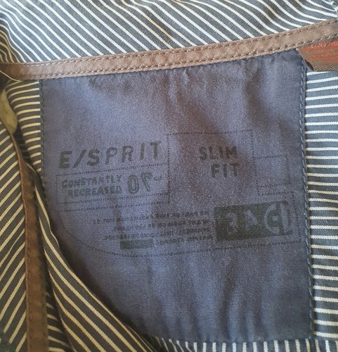 ESPRIT Mens Blue/White Long Sleeve Stripe Shirt Size L - Picture 3 of 5