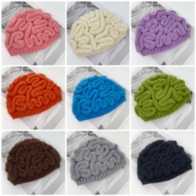 Men Womens Beanie Knitted Crochet Brain Hat Unique Halloween  display picture 1