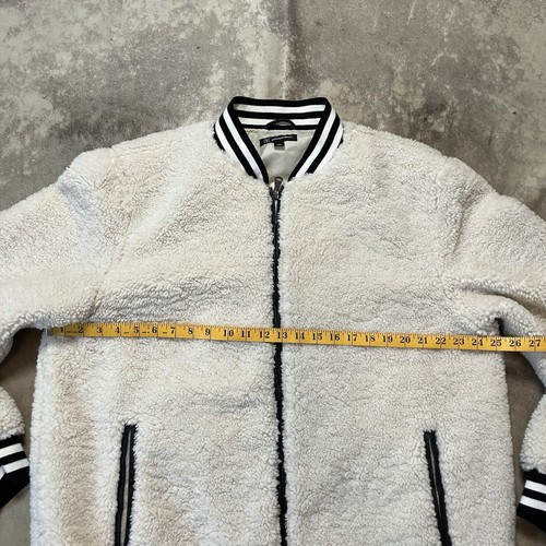 I.N.C. International Concepts Jacket Mens XXL Ivory Fleece Zip-Front Varsity - Picture 2 of 8