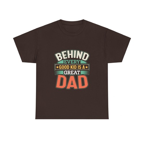 Father's Day Unisex Heavy Cotton Up to 5XL Tee T-Shirt 'Behind Every Good Kid' - Picture 33 of 91
