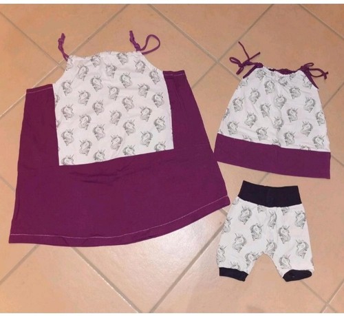 NEU * Sommer Mini ME SET * Mama Kind Einhorn Set * Gr 40 + 68/74/80* ANFERTIGUNG - Bild 1 von 3