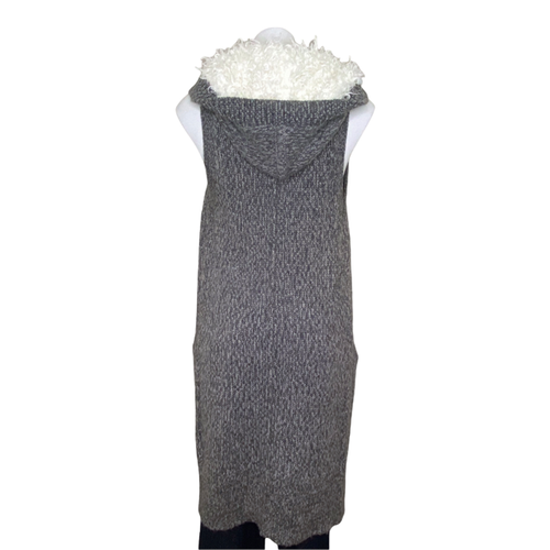 Gap Grey Long Sleeveless Hooded Open Knit Vest XS - Picture 8 of 9