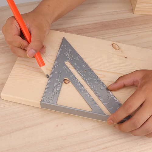Aluminum Alloy Speed Square 7''/12'' Triangle Angle Protractor Guide Ruler set - Picture 7 of 15