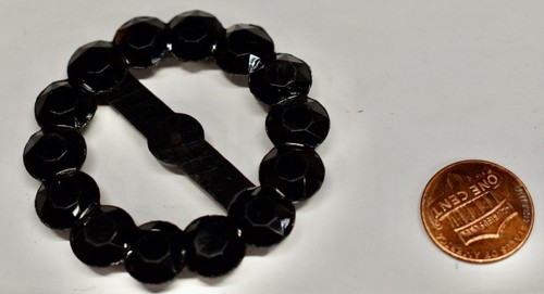 VINTAGE SCHAL SCHNALLE SCHIEBESCHNALLE SCHWARZ KUNST STRASS KUNSTSTOFF ACCESSOIRE 50er - Bild 1 von 2