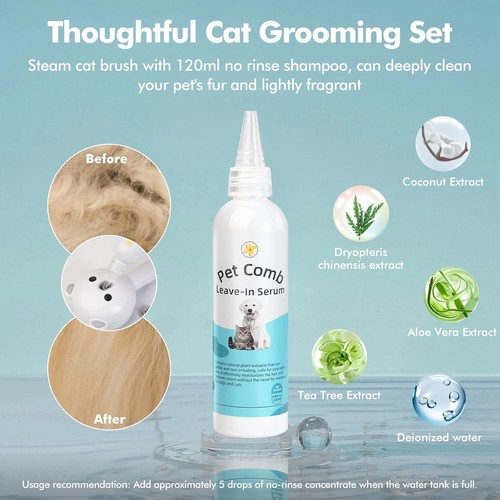 Spray Cat Brush for Shedding,Pet Grooming Brush/Self-Cleaning Wet Cat Comb with - Picture 6 of 8