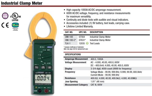 Greenlee CMI-100 1000A Industrial Clamp Meter - Picture 2 of 5