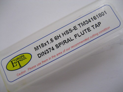 M18 x 1,5 FEINTONHAHN SPIRALFLÖTE HSS-E GELBER RING TM34161801 EUROPA WERKZEUG - Bild 5 von 12