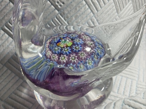 Vintage John Deacons Perthshire Glass Millefiori Pink Blue Swan Paperweight - Picture 10 of 24