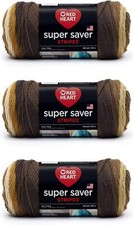 Red Heart Super Saver Yarn, 3 Pack, Latte Stripe 3 Count