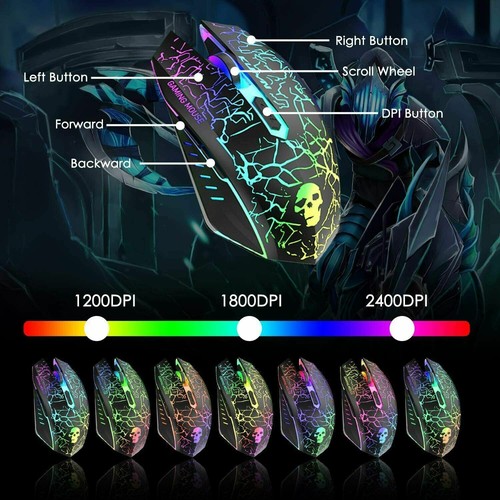 RGB Rainbow LED Backlight Gamer Keyboard Mouse Set Wired For PC Gamers PS4 Xbox - Picture 6 of 14