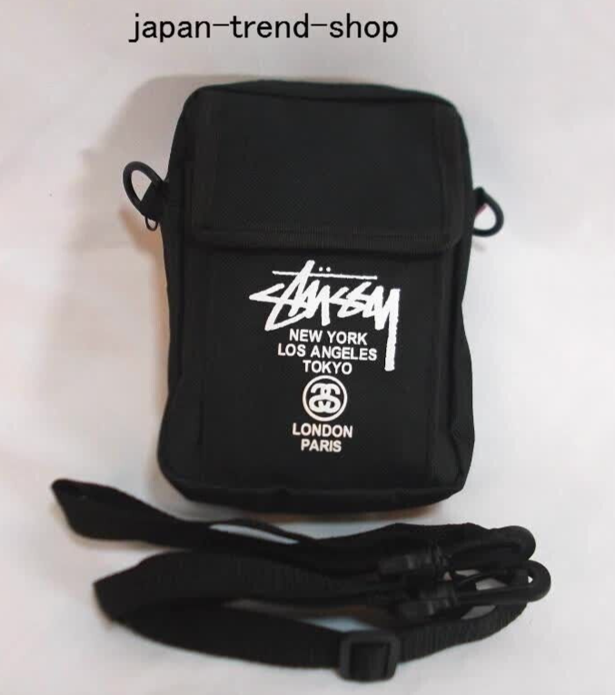STUSSY Mini Shoulder Bag Crossbody Pochette Pouch Black Magazine