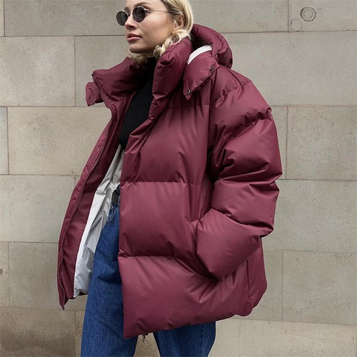 Oversize Padded Coat Fashion Women's Loose Cotton Coat Jacket Hooded Coat Top - Bild 18 von 23
