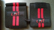 LIFT Weightlifting Cross Training Wrist Wraps, Black with Red stripe, New