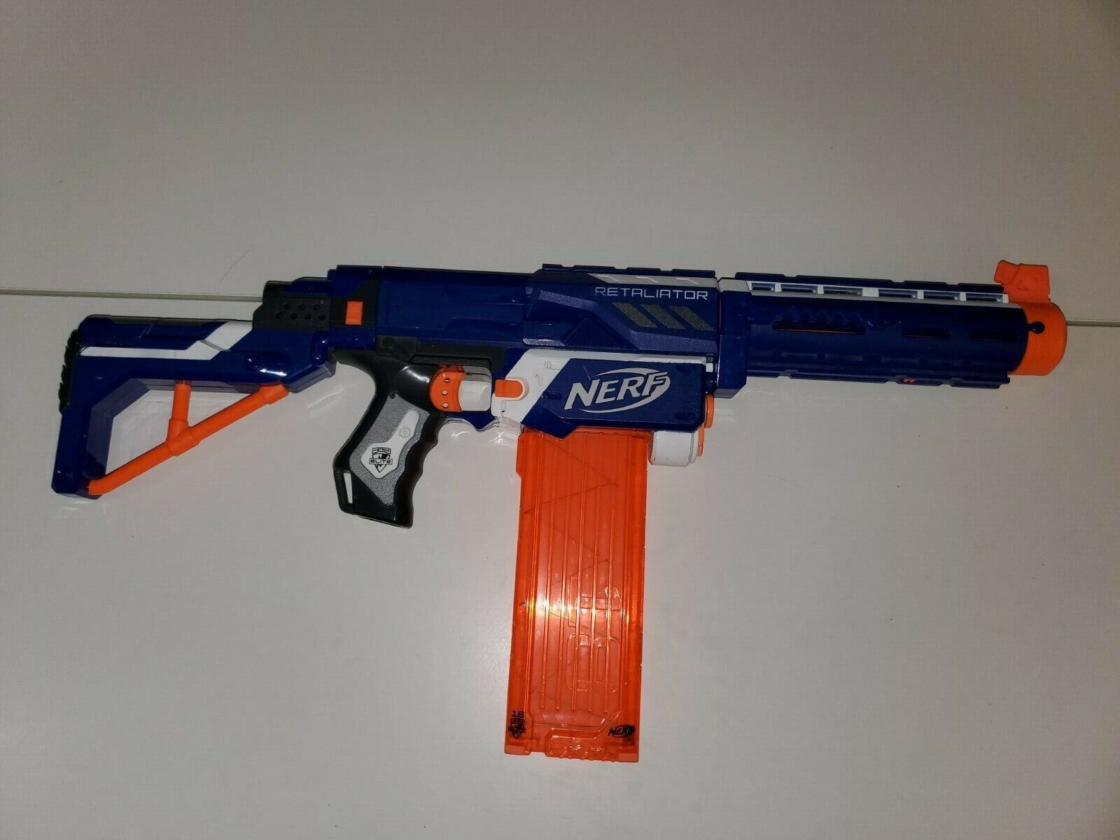 NERF N-Strike Retaliator Gun Blue w/ Darts Extn&#039;d Mag - Used