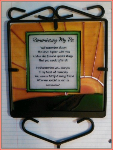 Haustier Gedenk Grabmal "Remembering My Pet" Schmiedeeisen & buntes Glas - Bild 1 von 3