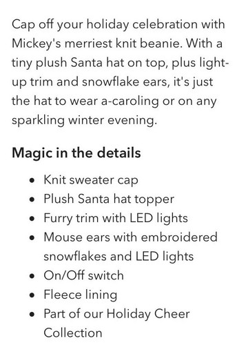 NWT Disney Mickey Mouse Light-Up Knit Holiday Beanie for Adults - Picture 9 of 11