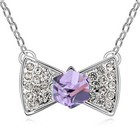 <!--F#f_0-->GORGEOUS 18 WHITE GOLD PLATED GENUINE PURPLE/CLEAR CUBIC ZIRCONIA BOW NECKLACE <!--F/-->