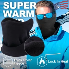 Black Neck Warmer Gaiter Cold Weather Thermal Fleece Ski Face Mask Tube Scarf US