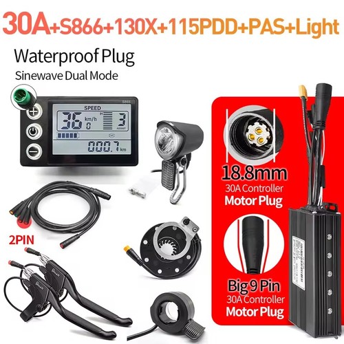 EBike 36V/48V 17-30A Controller+S866 Display&Light Brake PAS for350W-1000W Motor - Picture 25 of 28