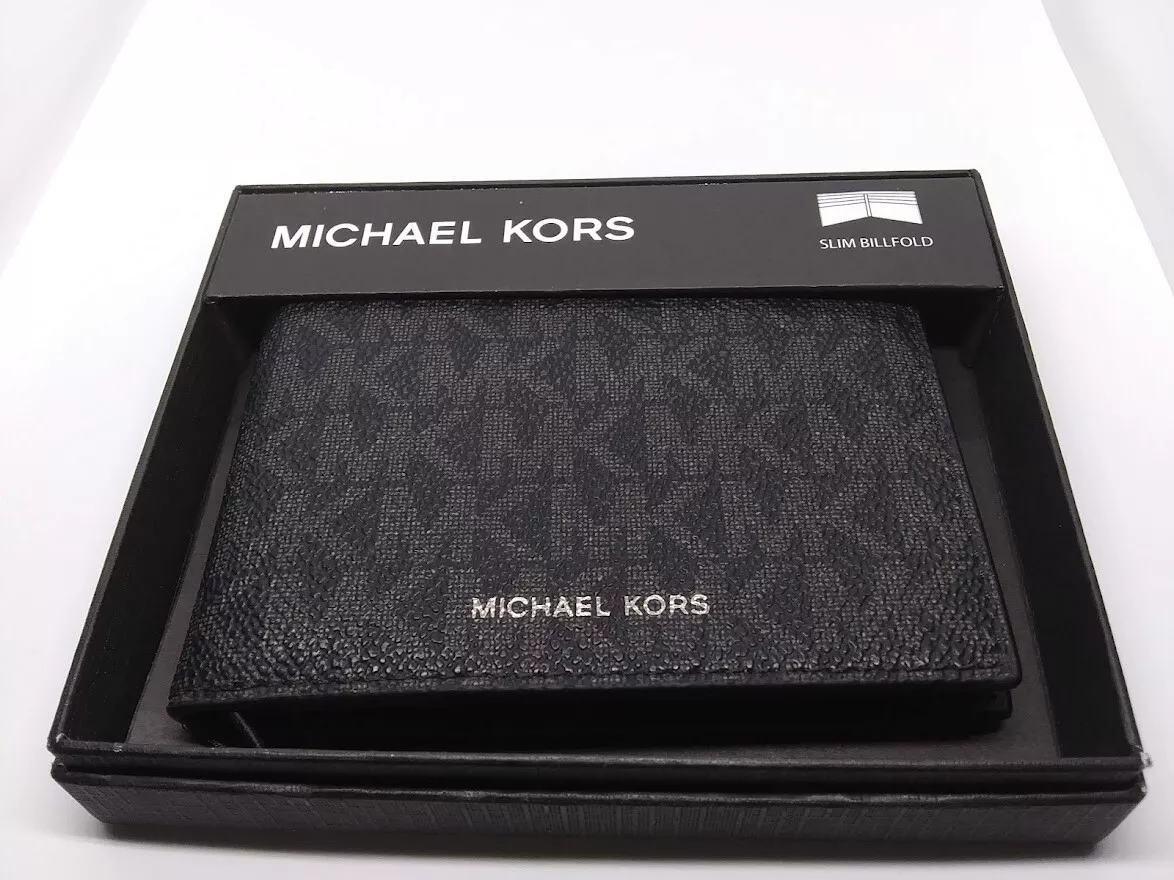 MICHAEL KORS MEN'S JET SET SLIM BILLFOLD WALLET BLACK RETAIL $98.00 NWT